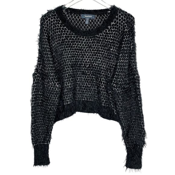 Modcloth M Nipping at Your Nose Cropped Sweater Metallic Black - Picture 1 of 8